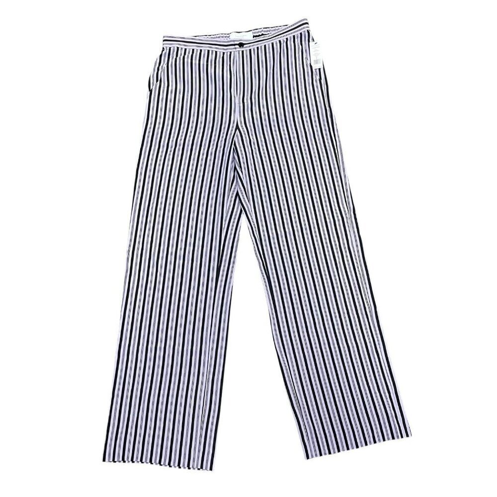 Equipment Femme Silk Aeslin Trouser Striped Wide Leg Elastic Pants Size 8 NWT